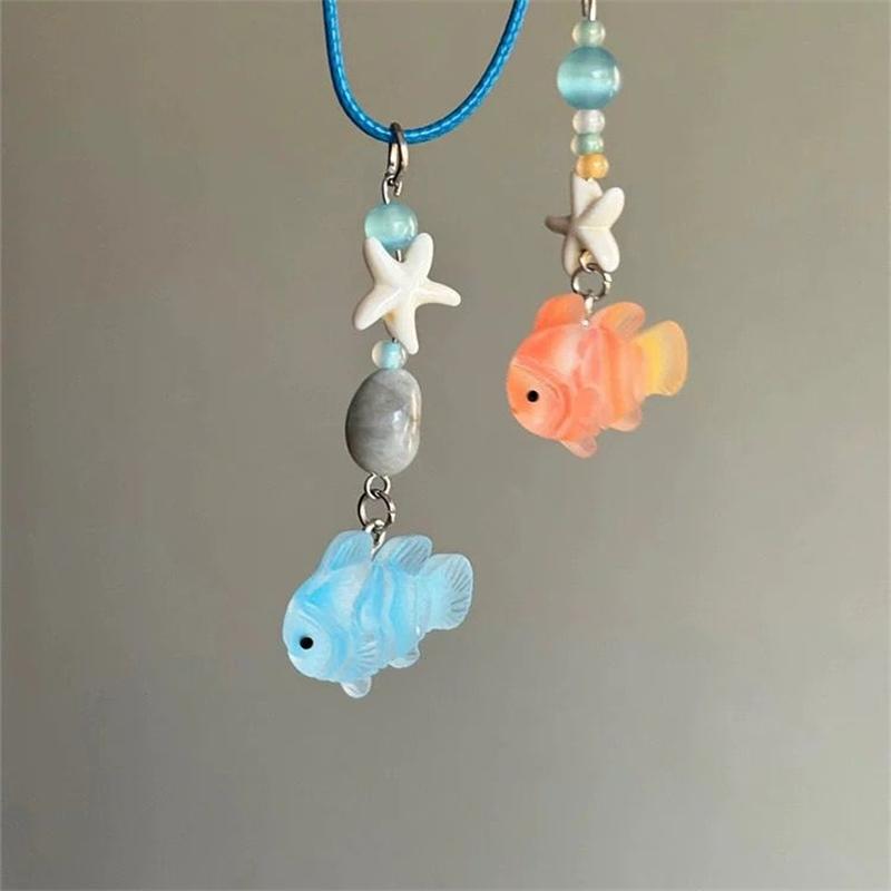 Cute Cartoon Fish Pendant Necklace for Girls Colorful Rope Chain Necklace Best Friends Necklace Friendship Accessories