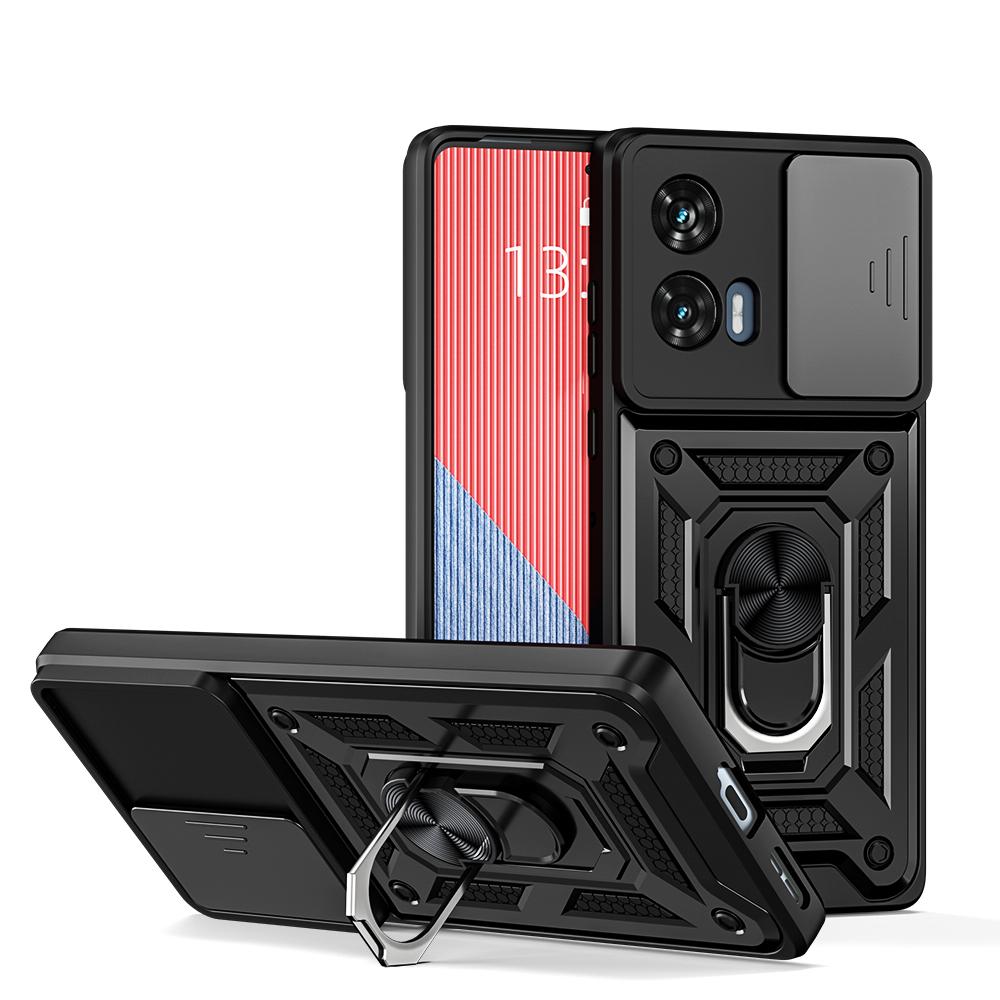 KEYSION Shockproof Case for Motorola MOTO G85 5G G55 Silicone+PC Slide Camera Lens Protection Ring Phone Cover for MOTO G35 5G