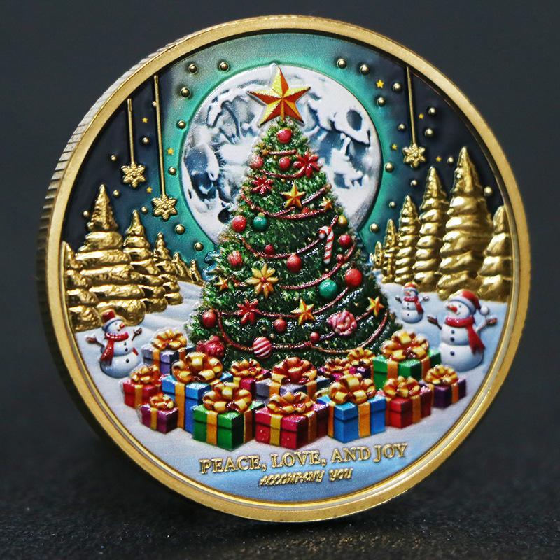 Памятные монеты  Рождественская елка , Рождественские подарки, Высокий рельеф, Позолоченные и посеребренные, Памятные медали, Ремесленные монеты золотой