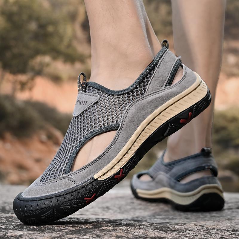 All-match Mesh Dress Shoes Summer Breathable Hollow Out Men Shoes Men Sneakers Soft Flats Hot Sale Summer Casual Walking Shoes