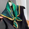 Ciemnozielony Szalik z Nadrukiem Rzeki Vintage Imitacja Jedwabiu Kwadratowy Szalik Bandana Oddychający Nakrycie Głowy Akcesoria do Włosów