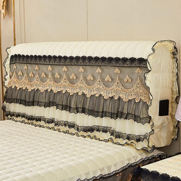 All-inclusive Short Plush Quilted Headboard Cover King Twin Size Lace Bed Head Cover Dustproof Bed Backrest Cover