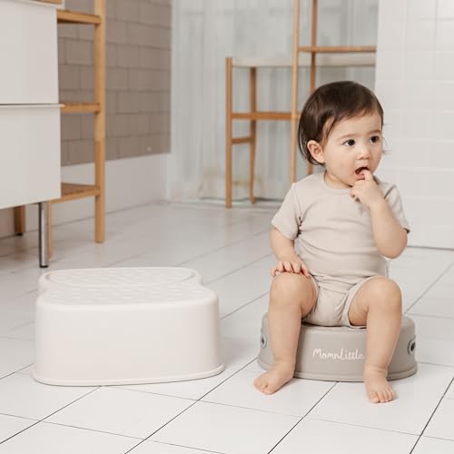 MomnLittle Toilet Seat and Step Set, 2-Step Toilet Trainer, Non-Slip Potty Step for Toddlers and Toilet Training (Toilet Seat and Step Set)