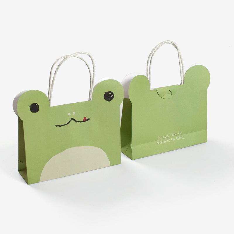 12pcs Cute Bear Gift Tote Bags Korean Style Cartoon Paper Shopping Bags Birthday Children Party Favor Candy Gift Packaging Bags
