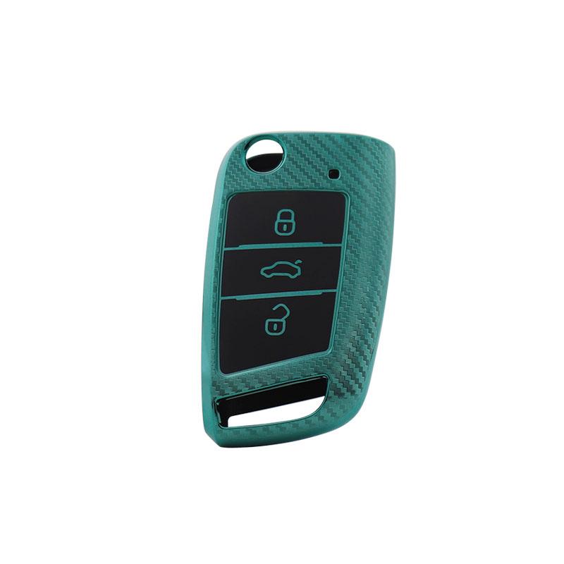TPU Carbon Fiber Car Remote Key Cover Case Shell Key Fob for Golf Passat GTI 7 Octavia Kodiaq Karoq Protector Holder