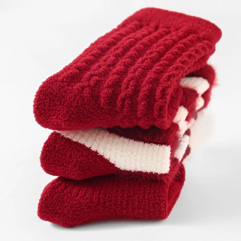Baby Socks Autumn Winter Thickened Warm Children Red New Year Socks Full Moon Year Old Boy Girl Toddler Boneless Mid Tube Socks