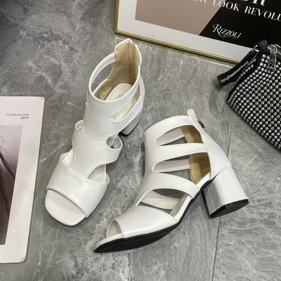 2024  Comfortable Fashion Shoes Women Sandals High Heels Summer Sweet Fashion Wedding Shoes White and Black Handmade