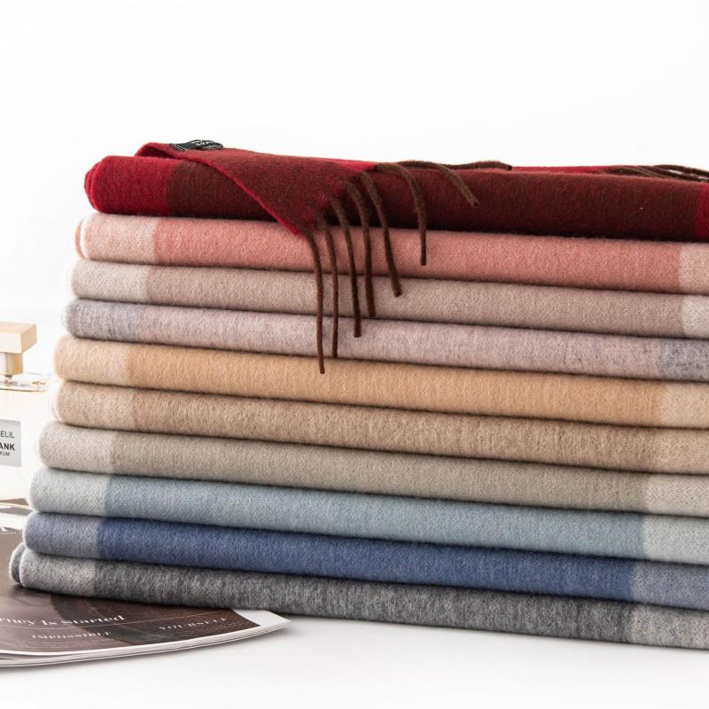 100% Wool Scarf Men Women Thick Double-Sided Twill Weave Winter Warm Wrap In Classic Colors