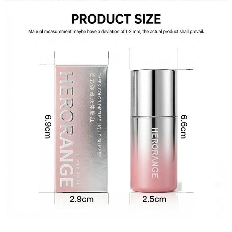 HERORANGE Cheek Color Diffuse Liquid Blusher, Natural Lightweight Liquid Blush with Sponge Applicator, Blendable Cream Blush for Face Makeup