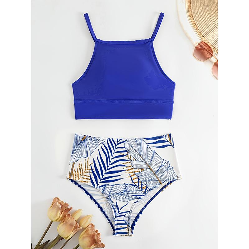 Sexy Bikini Woman High Neck Swimsuit Female Two Pieces Swimwear Women High Waist Bikinis Set Beach Wear for Bathing Suit