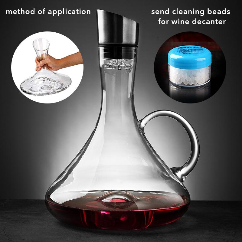 Wine Decanter, Wine Aerator with Built-in-Aerator Stainless Steel Filter, Hand Blown Lead-free Crystal Glass Wine Decanters