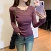 White semi-perspective splicing bottoming shirt women's pure desire soft waxy inner sweater slim wool knitted top