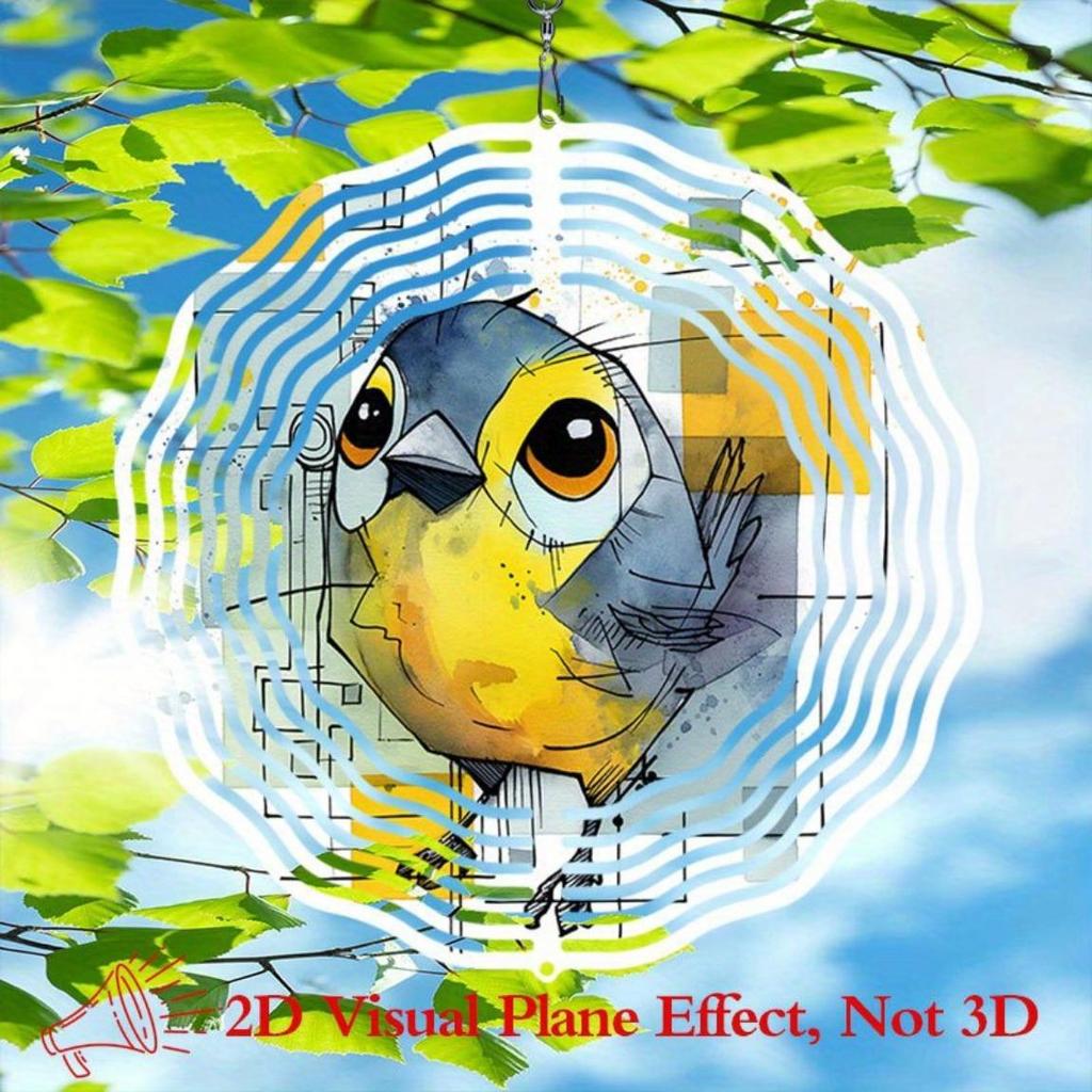 10 Inch Bluebird Watercolor Metal Wind Spinner Vibrant Yellow Blue Garden Decor Wind Powered Rotating Sculpture for Indoor Outdoor Yard
