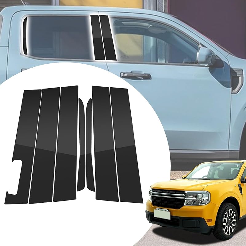 6pcs Glossy Black Exterior Door Window Pillar Posts Molding Cover Panel Trim Stickers Side Door Window Cover Trim Kits for Honda Civic 11th Gen  