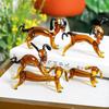 Mini Figuras de Cachorro Colecionáveis de Vidro Ornamento de Cachorro Soprado à Mão Estátua de Animal Falso Cristal para Decoração de Estante de Escritório em Casa Mesa