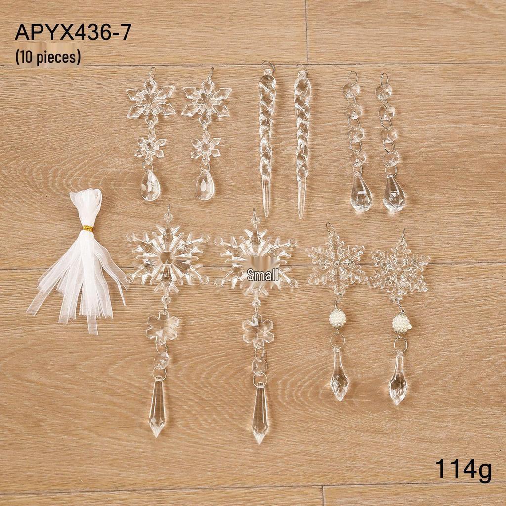 Clear Acrylic Snowflake & Icicle Ornament Set for Christmas Trees - Multiple Pack Available