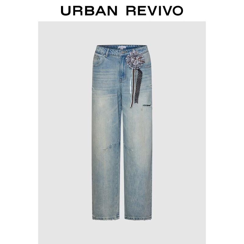 UR2026 Women s 3D Floral Washed Ripped Jeans 26