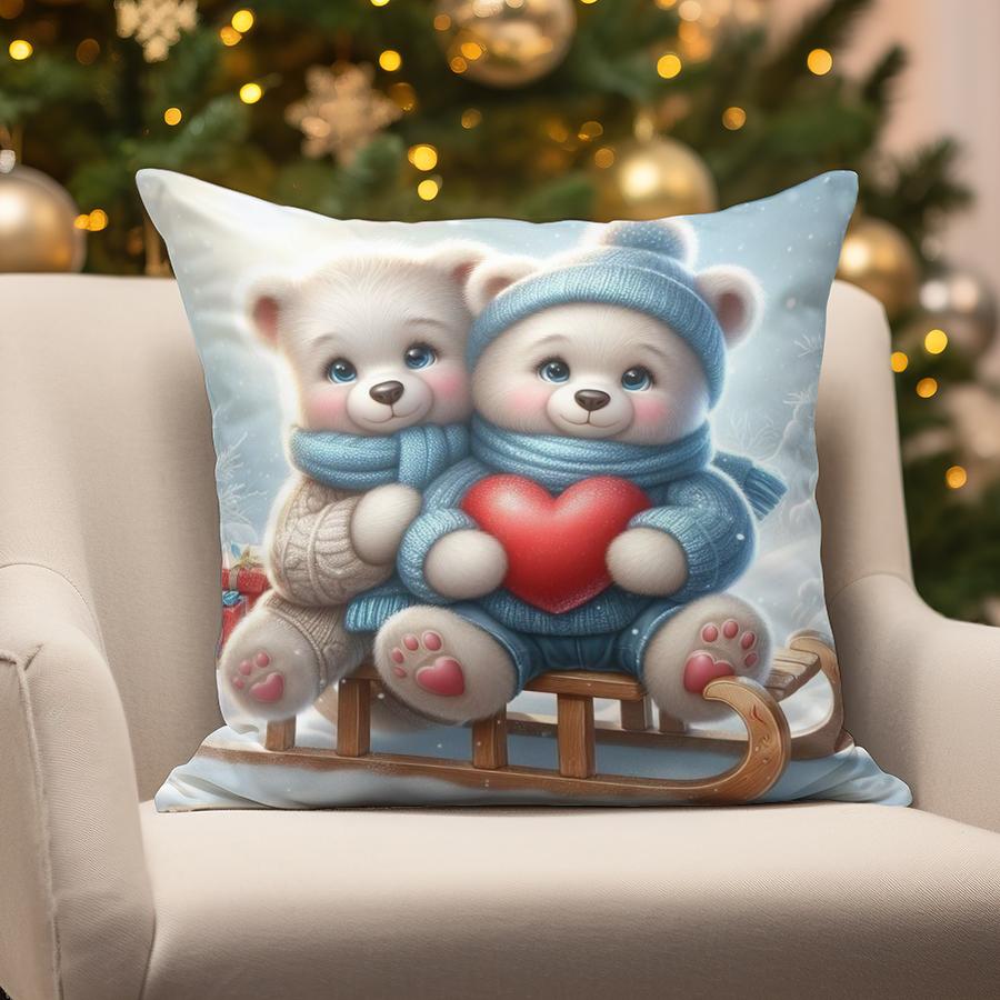 Home Decor Christmas Snowman & Santa Pillow Suitable For Sofa Bedroom Car Pillow Cover Cushion Rectangular Back Cushion