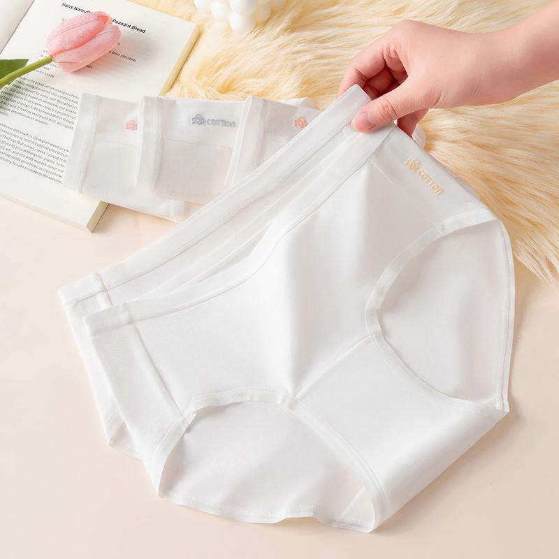 5Pcs/Set Cotton Women Panties Sexy Underwear White Girls Briefs Solid Soft Panty Breathable Underpants Mid Waist Female Lingerie