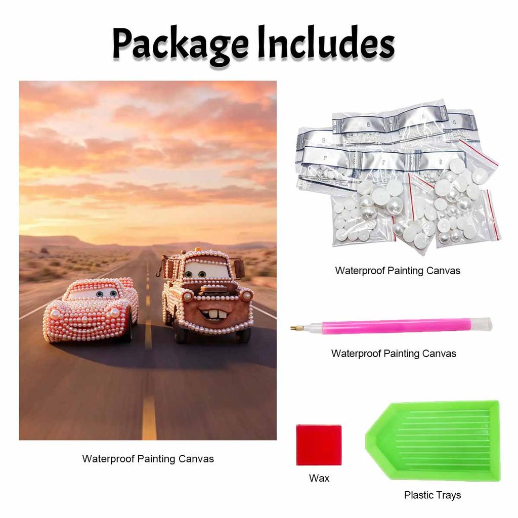 Disney Lightning McQueen Mater Creative Pearl Art Kit 5D DIY Pearl Embroidery Mosaic Cross-Stitch Kit for Home Decor