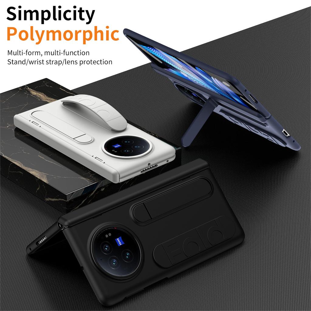 Etui na vivo X Fold3 z podstawką, opaską na nadgarstek, poliwęglanowa osłona na telefon z folią ze szkła hartowanego
