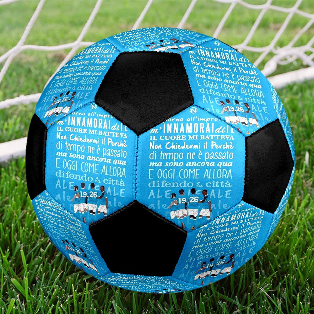 Naples Football Club Indoor Soccer Ball Colorful Machine Stitched PVC Size 5 Team Training Competition Ready Durable High-Bounce Cool Sports Gift