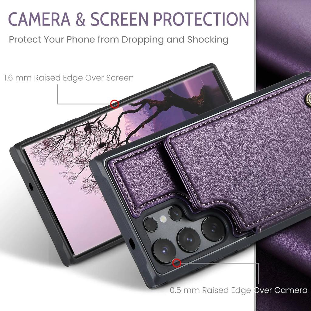 Für Samsung Galaxy S25 Ultra S25 Plus S25 Hülle mit Kartenhalter, Brieftaschen-Hülle RFID-Blockierend, Langlebige Leder-Ständer-Handyhülle