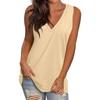Women's Casual Fashion V-Neck Sleeveless Top Solid Color Vest T-Shirt