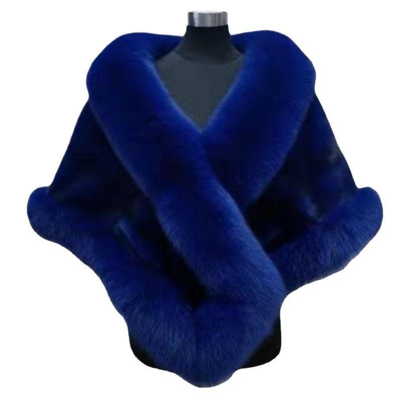 Artificial Imitation Fur Coat Women's Medium and Long Imitation Mink Hair New Imitation Fox Fur Collar Shawl