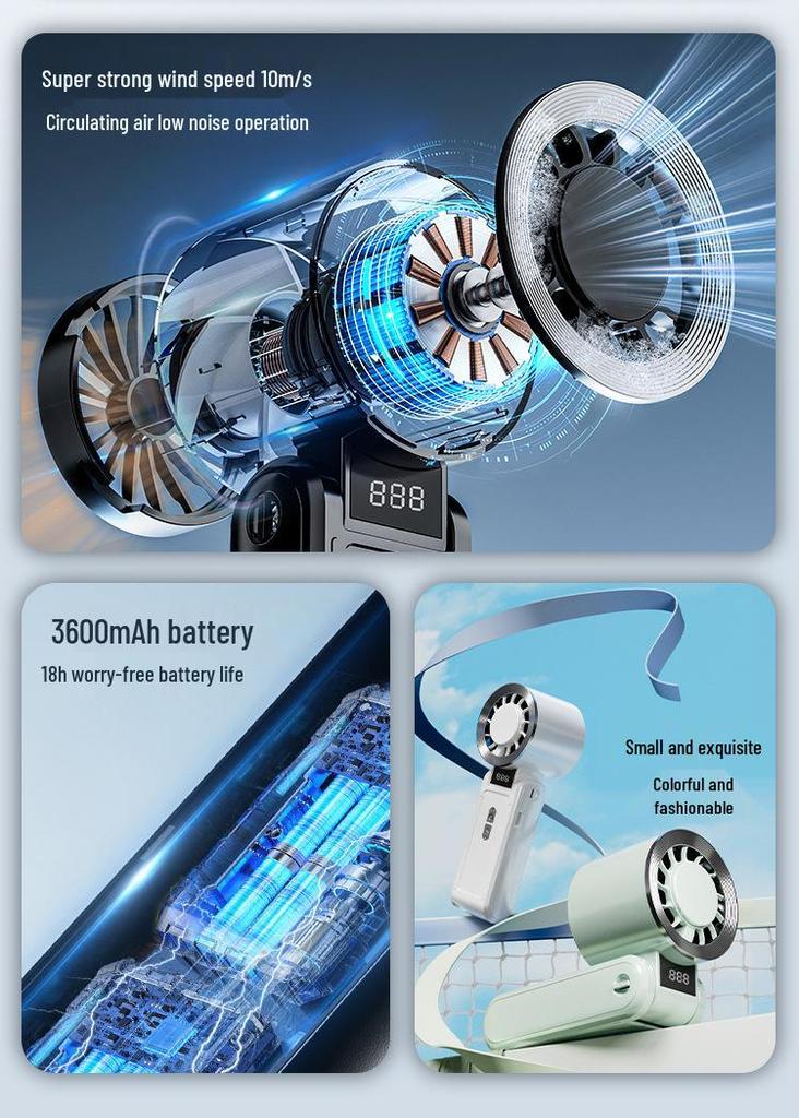 High-Speed Foldable Handheld Fan with 100 Adjustable Gears and Turbo Cooling