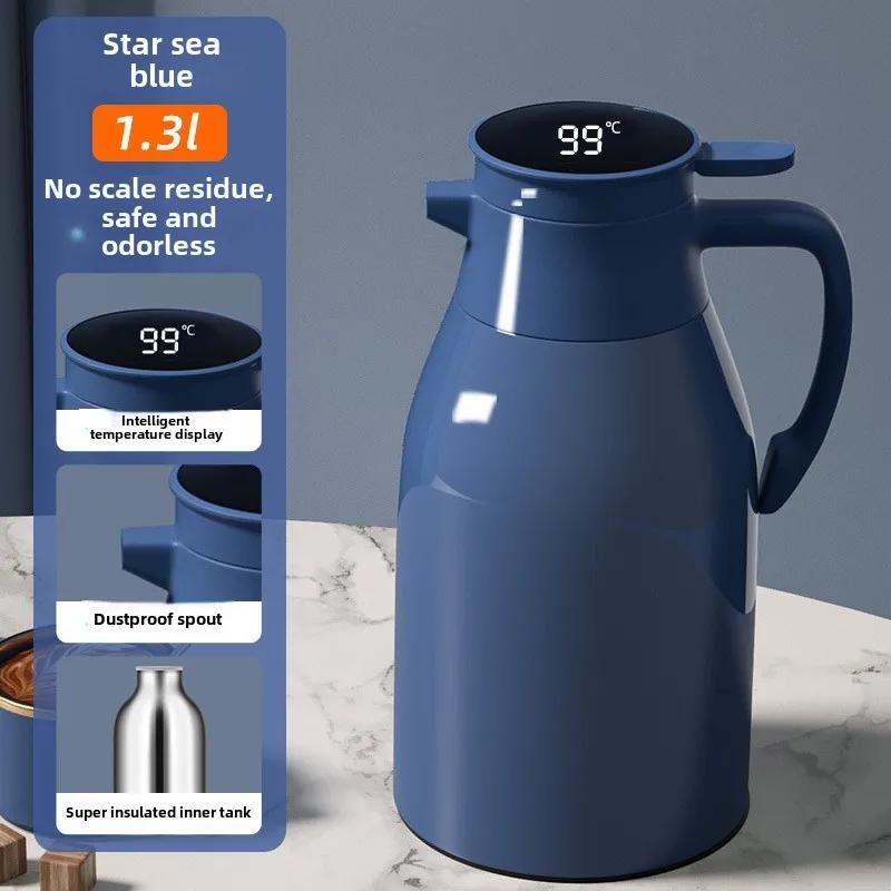 Kitchen Thermal Kettle Household Digital Display Coffee,1/1.3/2L Thermos Glass Liner Vacuum Flasks Large Capacity Water Bottle