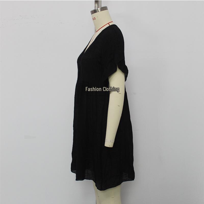 Cross-border Sun Protection Ruffle Cuff See-through Bikini Cover-up Dress