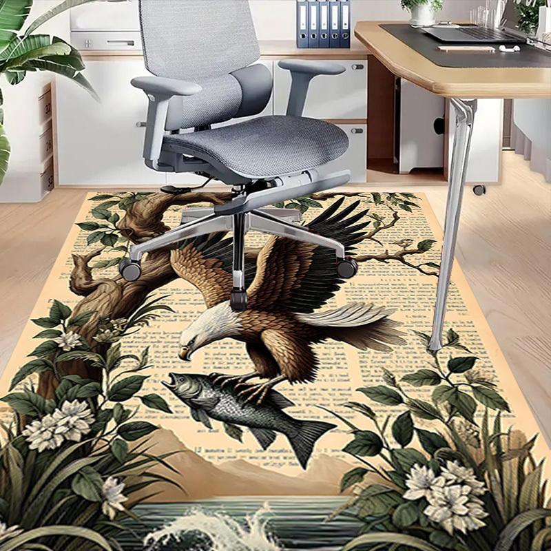 1PC Eagle Fish Non-Slip Floor Carpet Compatible for Office&Living Room&Dining room - Flat-Weave Machine- Soft & Pattern-E241