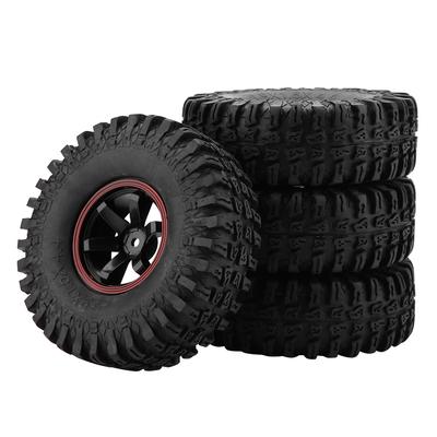 4 Pezzi 6 Fori Ruote Gomme con Mozzi per Auto RC Crawler Off-road Scala 110