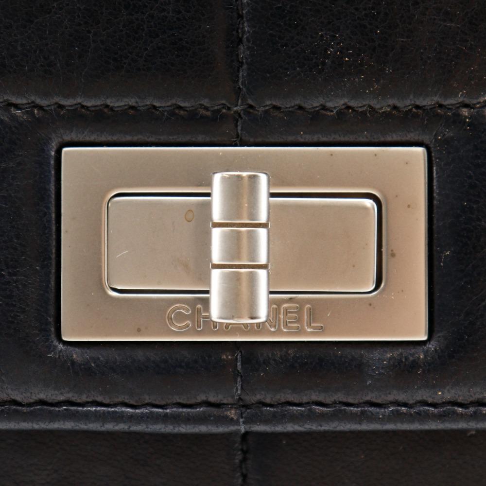 CHANEL 2.55 Chocolate Bar Shoulder Bag ChainShoulder vintage black lambskin Women Used