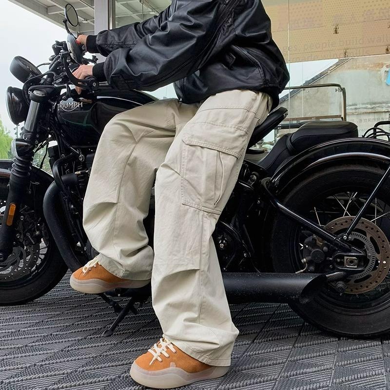 Spring Big Pocket Men's Cargo Pants Japanese Y2k Harajuku Loose Straight Wide Leg Trousers Baggy Pants Man Hip Hop Sweatpants