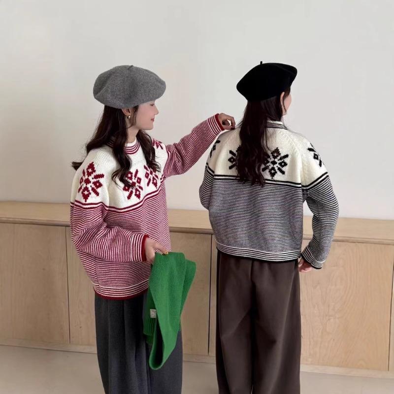 Vintage Fair Island Jacquard Knitted Pullover for Women's Autumn and Winter New Thickened Christmas Striped Loose Knitted Sweater for Women