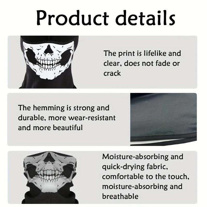 Balaclava Motorcycle Full Face Mask Skull Print Motorbike Full Face Mask Windproof Skiing Head Neck Warmer Bicycle Helmet Liner