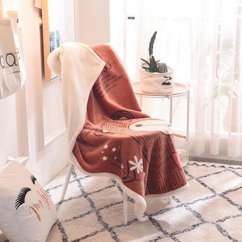 Double Layer Lambswool & Flannel Cartoon Blanket for Infants and Toddlers 100*140 Single Layer