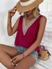 Women's Guipure Lace V Neck Tank Top Sleeveless Casual Camisole Lace Shirt V Neck Pullover Loose Casual Shirt