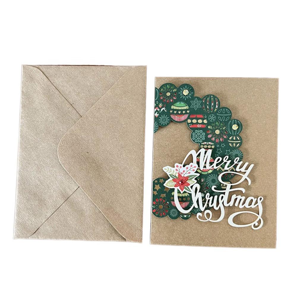 Foldable Greeting Card Kraft Paper Invitations Card Party Supplies Christmas Cards  New Year