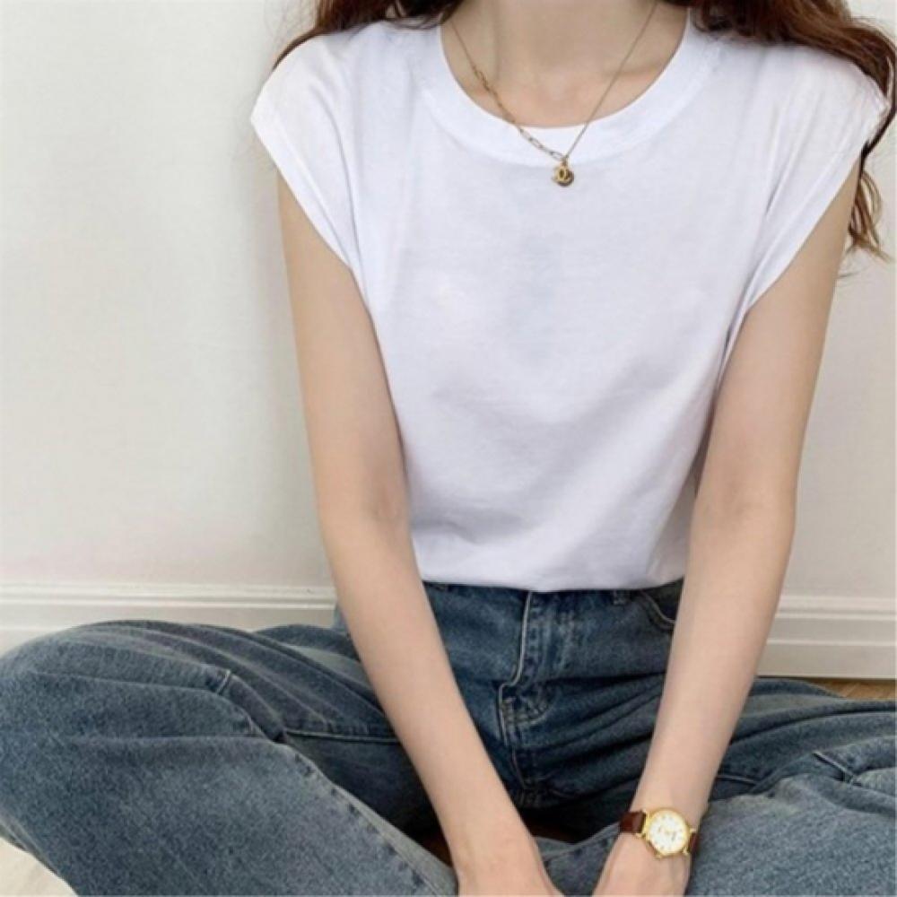 New Arrivals Open Run Women Oversized Sleeveless Solid T shirT polyesTer Blend
