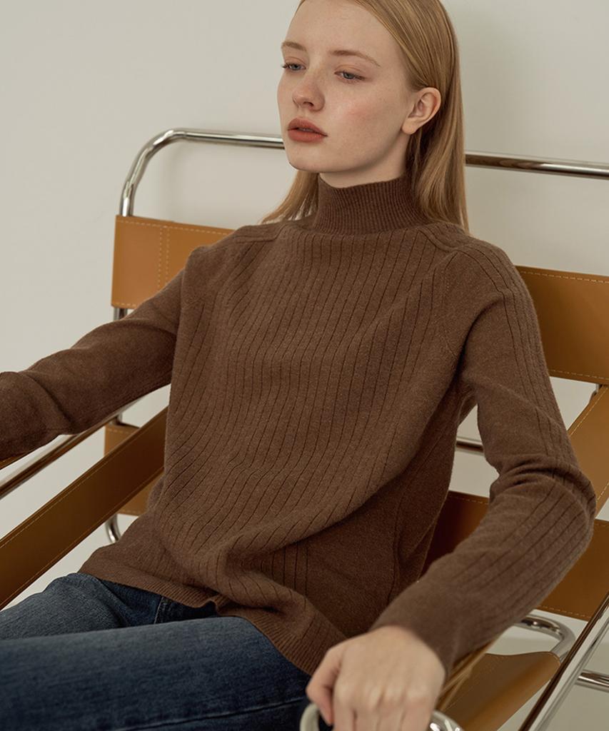 Baseukala Ribbed Half-Neck Knitwear (8Colors)