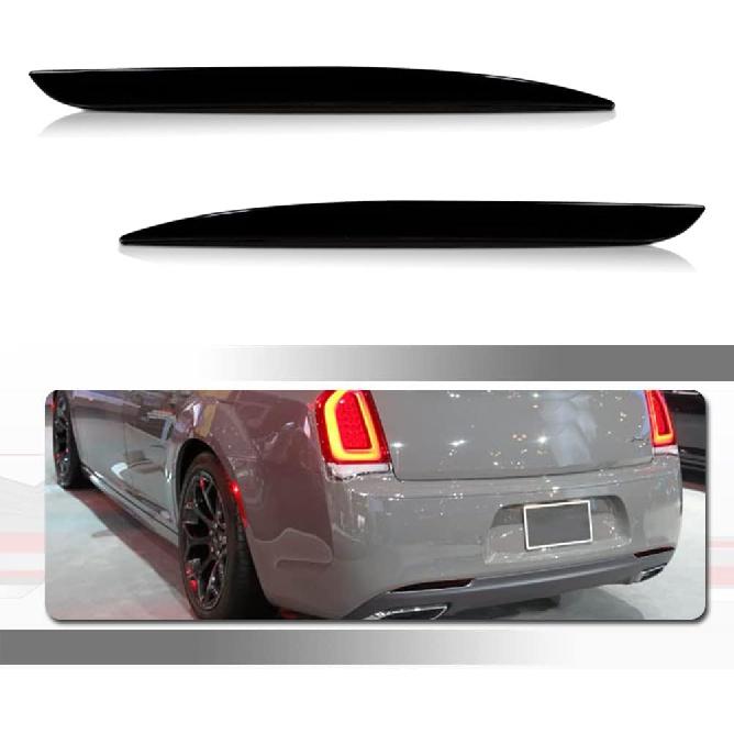

3 IN 1 LED Red Led Bumper Reflector Compatible With 2015-2018 Chrysler 300 Tail Lights Turn Signal Brake Stop & Rear Fog Lamps 68213445AB, Smoked housing