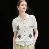 Tencel Linen Blend Jacquard Knit Polo Shirt