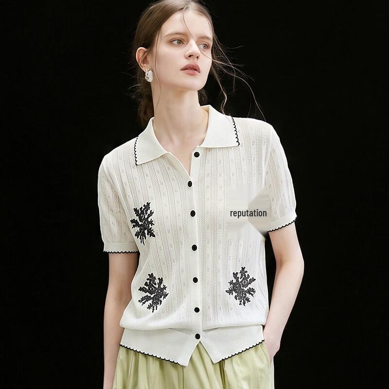 Tencel Linen Blend Jacquard Knit Polo Shirt