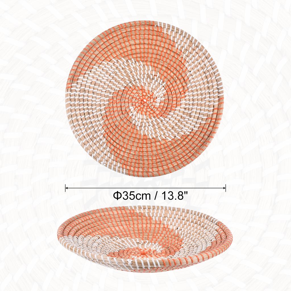 35cm Hängender Gewebter Wandkorb Natur Rattan Wandkorb Dekor Boho Bauernhaus Rustikal Dekorative Tischdeko für Wohnzimmer
