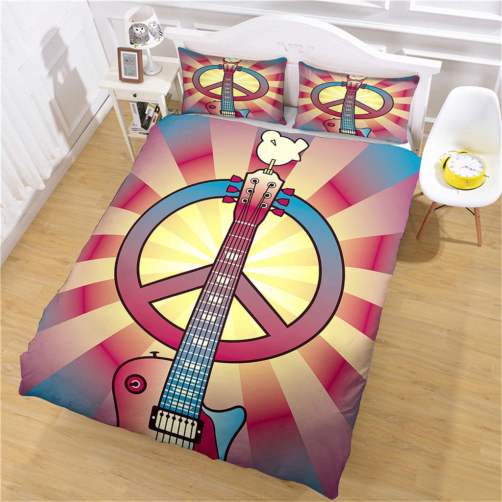 3Pieces Fashion Duvet Cover Collection 3D Musical Instrument Guitar Print Bedding Collection Soft Comfortable Breathable For Bedroom Decor