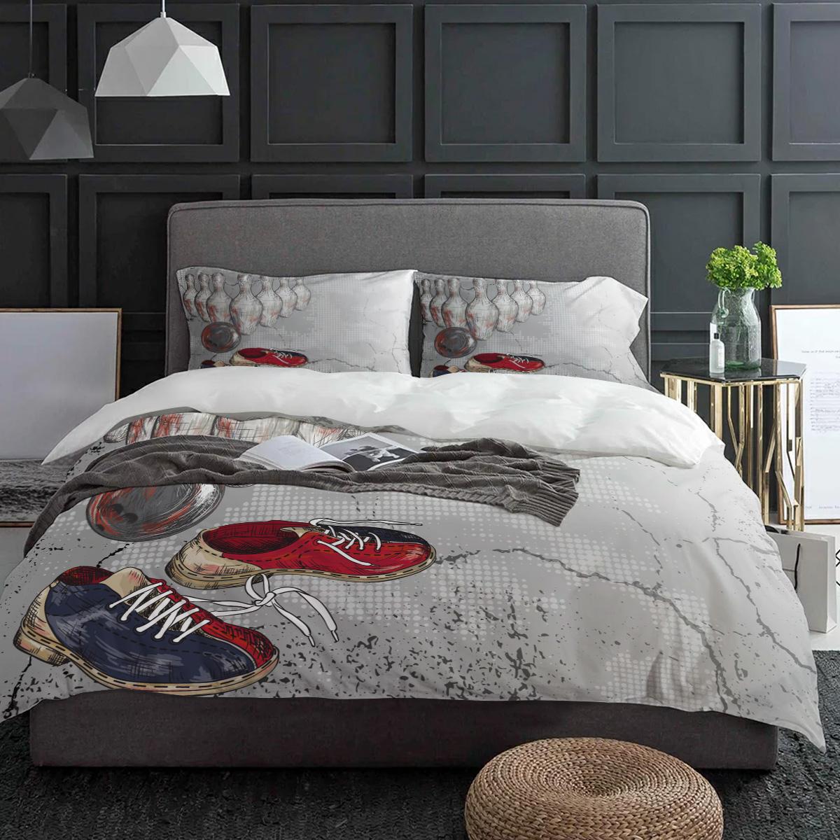 

Боулинг Спорт Постельное белье Набор 3 предмета Мальчики Девочки Пододеяльник Наволочка Детский Взрослый Покрывало Двуспальный Набор Домашний Текстиль EU single(135x200cm)