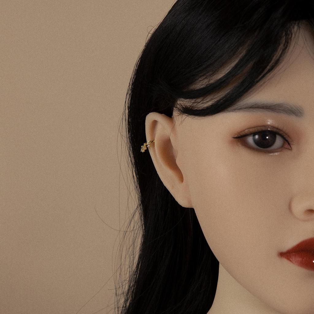 ANDYWEN 100% 925 Sterling Silver Gold Single Sparkly Cuff Piercing Clips Women Luxury Crystal Charm CZ Fine Jewelry Gift